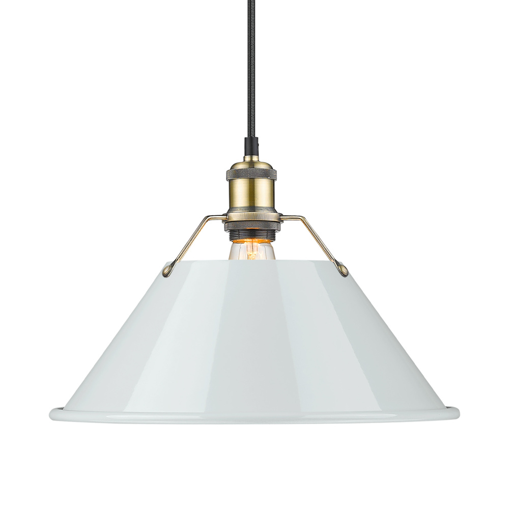 Yep by Golden Lighting Orwell 1-light 14in Pendant in Aged Brass and Dusky Blue shade
