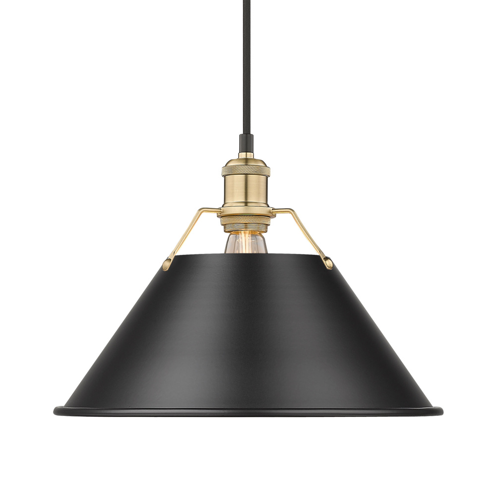 Yep by Golden Lighting Orwell 1-light 14in Pendant in Brushed Champagne Brass and Matte Black shade