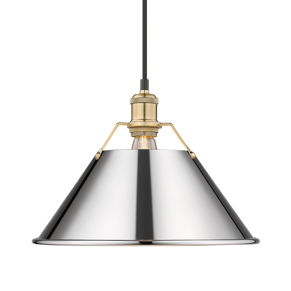 Yep by Golden Lighting Orwell 1-light 14in Pendant in Brushed Champagne Brass and Chrome shade