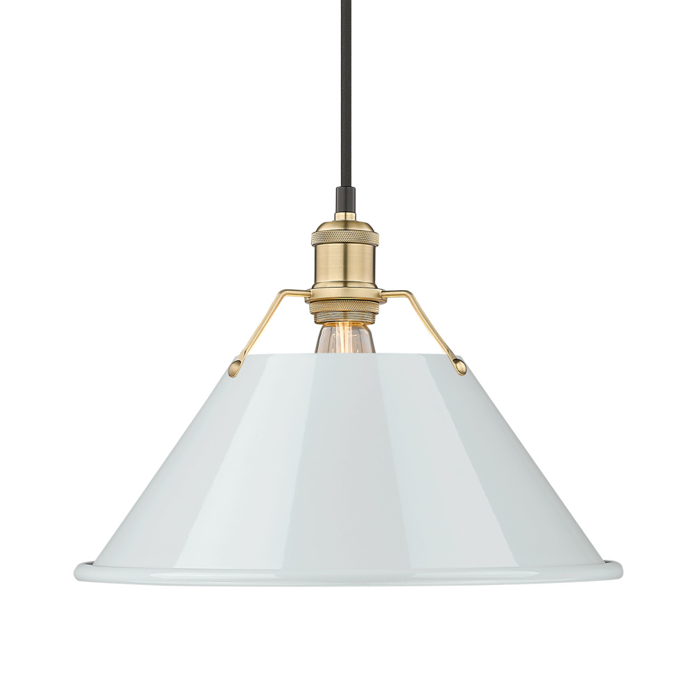 Yep by Golden Lighting Orwell 1-light 14in Pendant in Brushed Champagne Brass and Dusky Blue shade