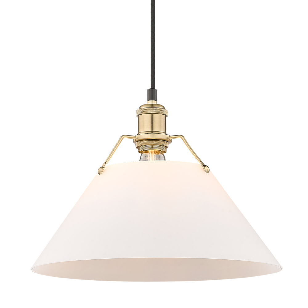 Yep by Golden Lighting Orwell 1-light 14in Pendant in Brushed Champagne Brass and Opal Glass