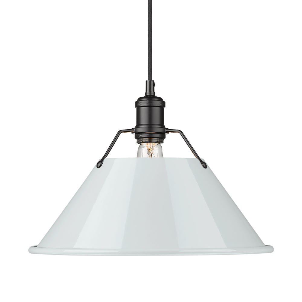 Yep by Golden Lighting Orwell 1-light 14in Pendant in Matte Black and Dusky Blue shade
