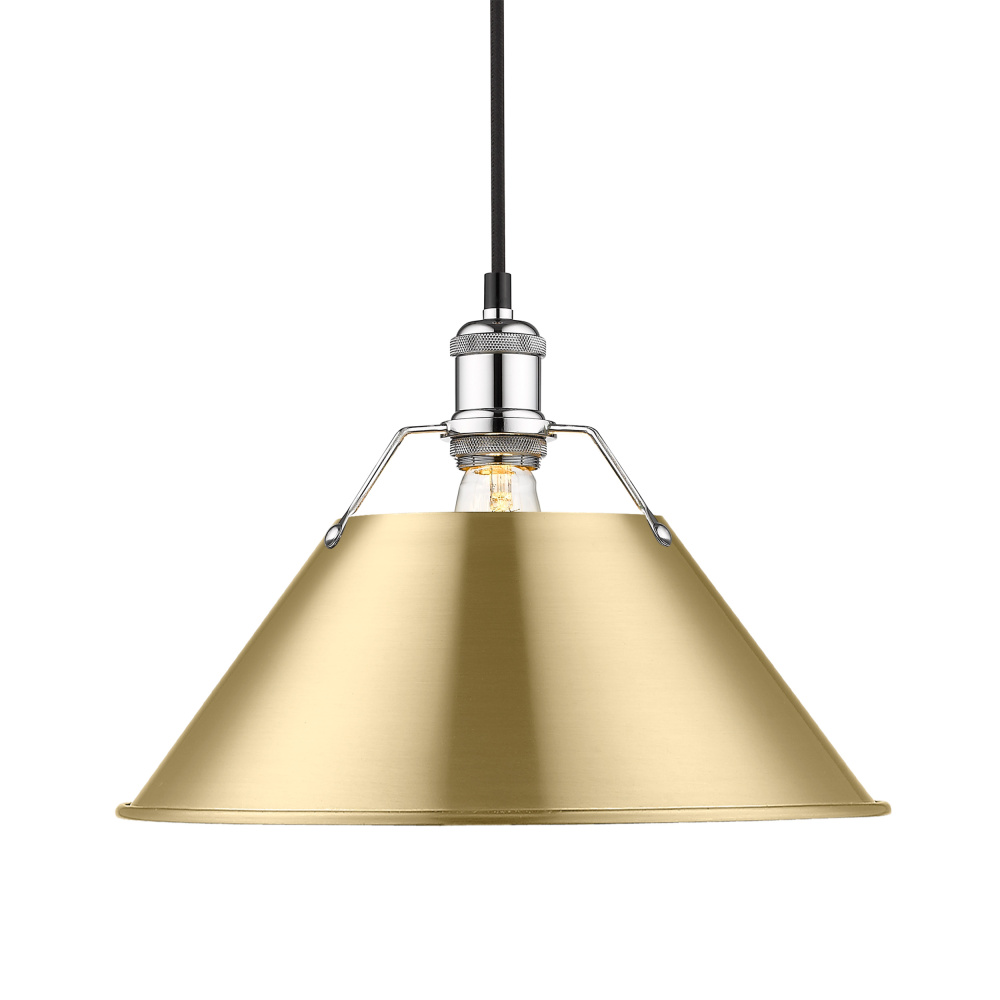 Yep by Golden Lighting Orwell 1-light 14in Pendant in Chrome and Brushed Champagne Brass shade