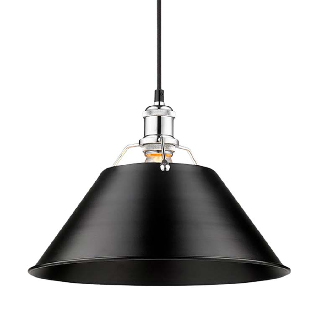 Yep by Golden Lighting Orwell 1-light 14in Pendant in Chrome and Matte Black shade
