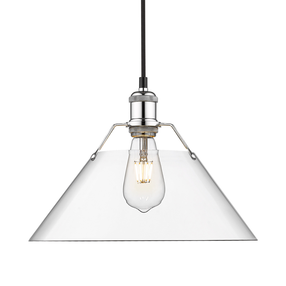 Yep by Golden Lighting Orwell 1-light 14in Pendant in Chrome and Clear Glass