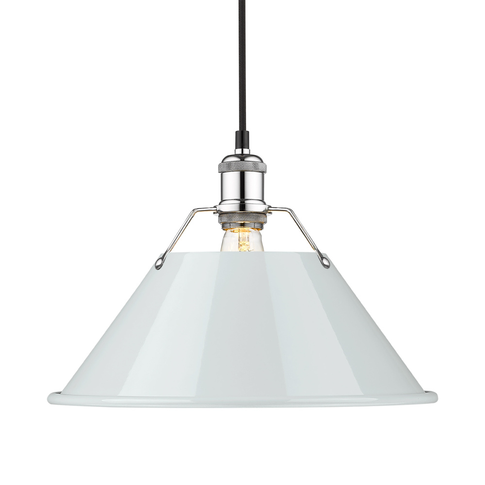 Yep by Golden Lighting Orwell 1-light 14in Pendant in Chrome and Dusky Blue shade