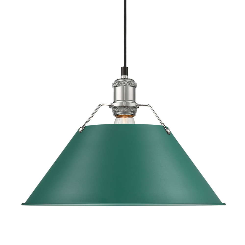 Yep by Golden Lighting Orwell 1-light 14in Pendant in Chrome and Pine Green shade