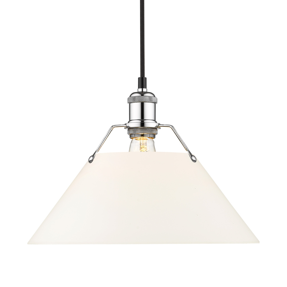 Yep by Golden Lighting Orwell 1-light 14in Pendant in Chrome and Opal Glass