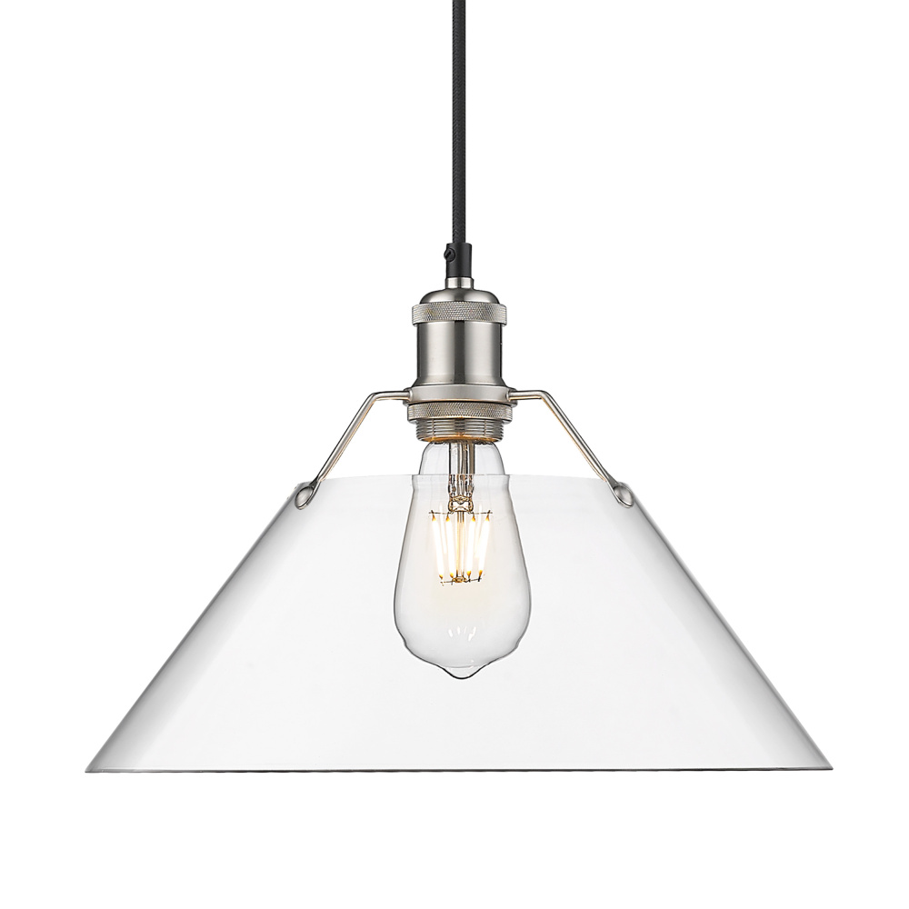 Yep by Golden Lighting Orwell 1-light 14in Pendant in Pewter and Clear Glass
