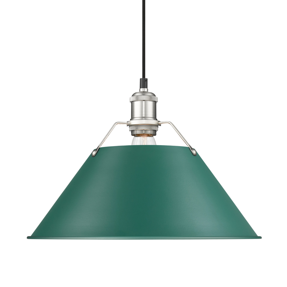 Yep by Golden Lighting Orwell 1-light 14in Pendant in Pewter and Pine Green shade