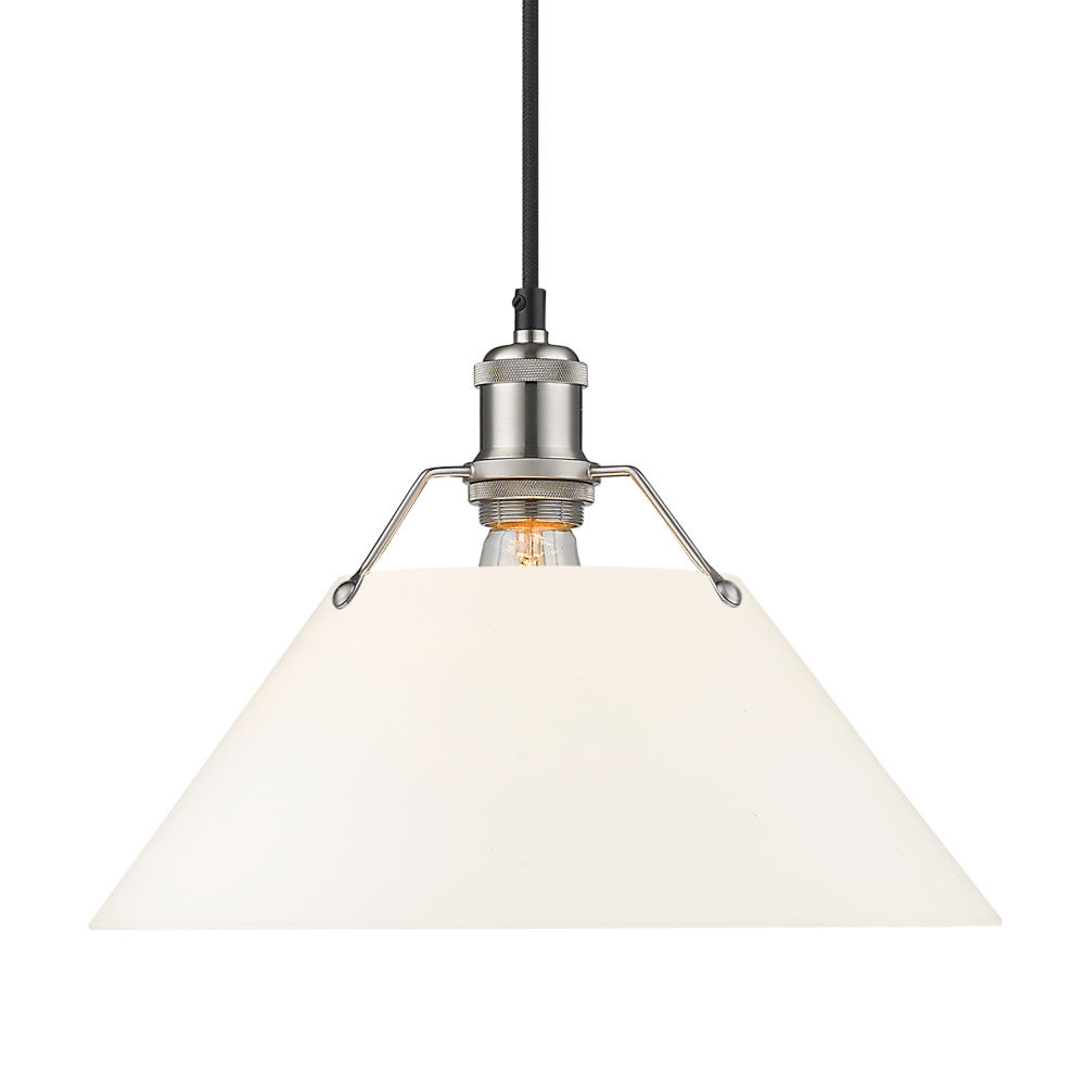 Yep by Golden Lighting Orwell 1-light 14in Pendant in Pewter and Opal Glass