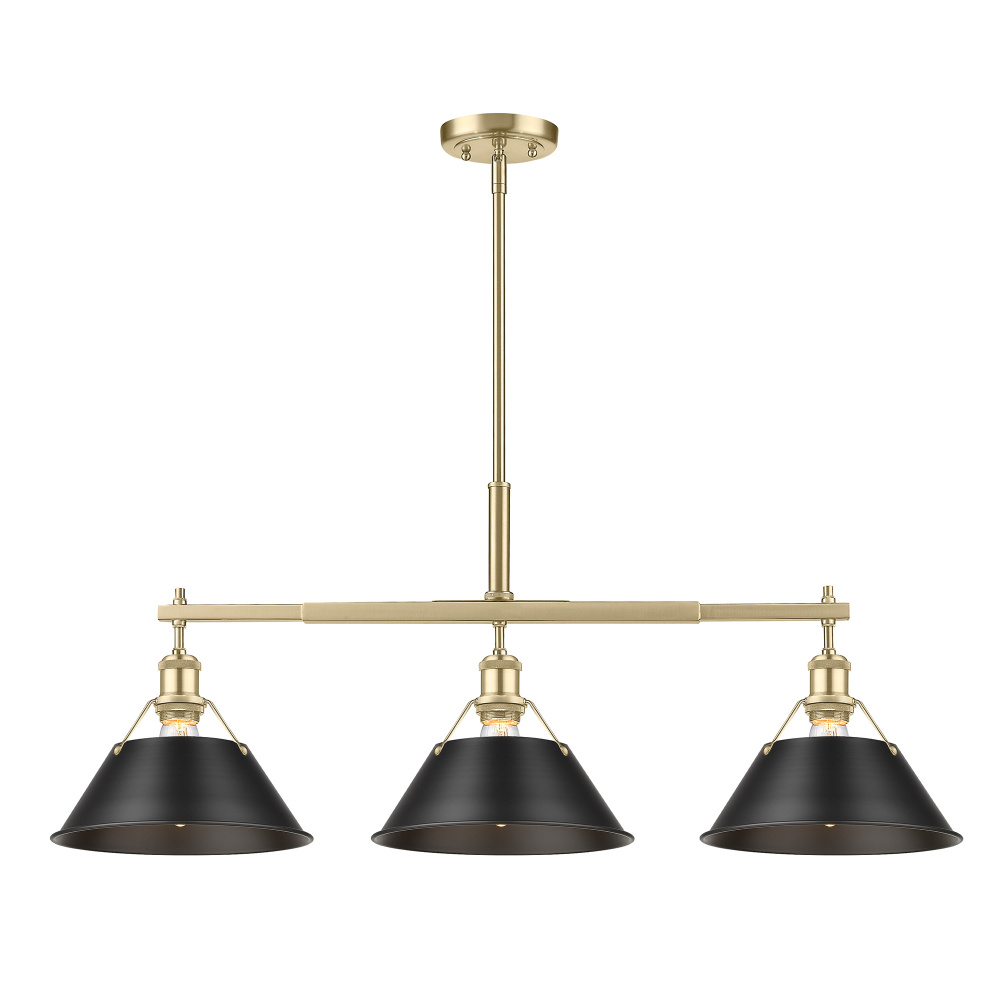 Yep by Golden Lighting Orwell 3-light Island Light in Brushed Champagne Brass and Matte Black shade