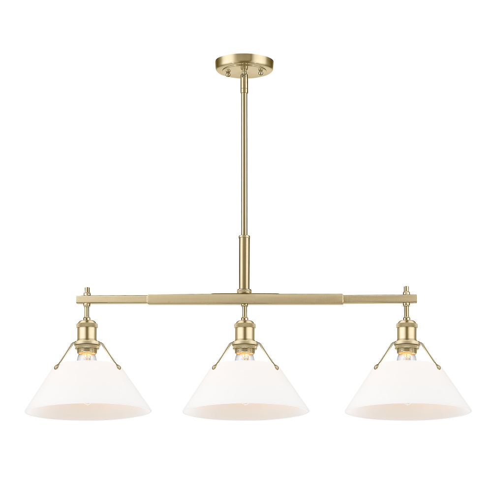 Yep by Golden Lighting Orwell 3-light Island Light in Brushed Champagne Brass and Opal Glass