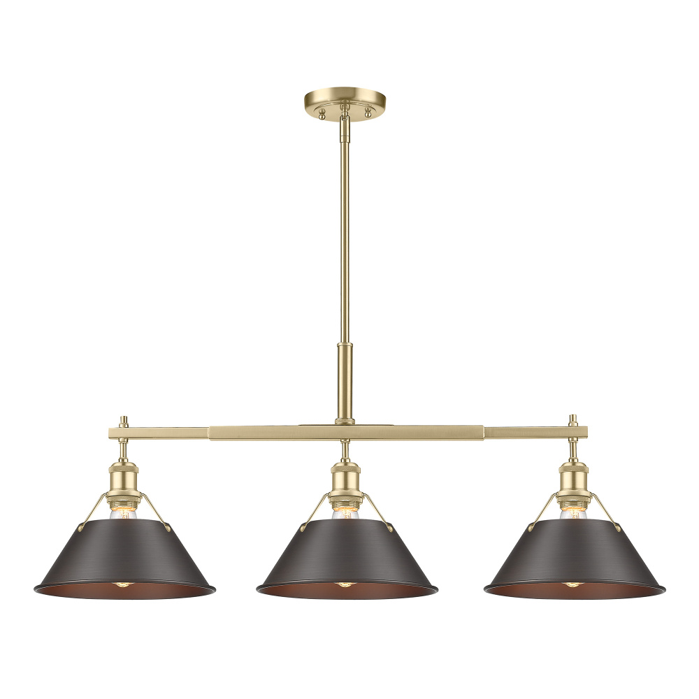Yep by Golden Lighting Orwell 3-Light Island Light in Brushed Champagne Brass & Rubbed Bronze shade