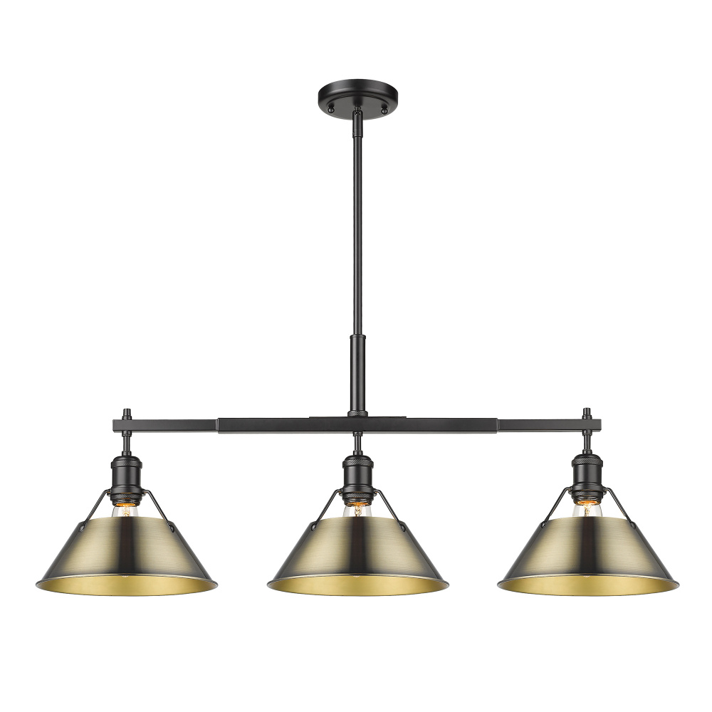 Yep by Golden Lighting Orwell 3-light Island Light in Matte Black and Aged Brass shade