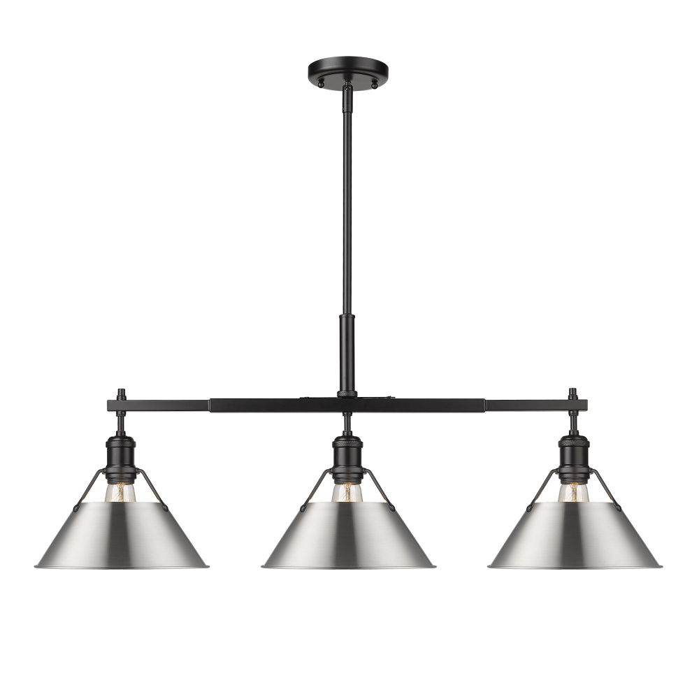 Yep by Golden Lighting Orwell 3-light Island Light in Matte Black and Pewter shade