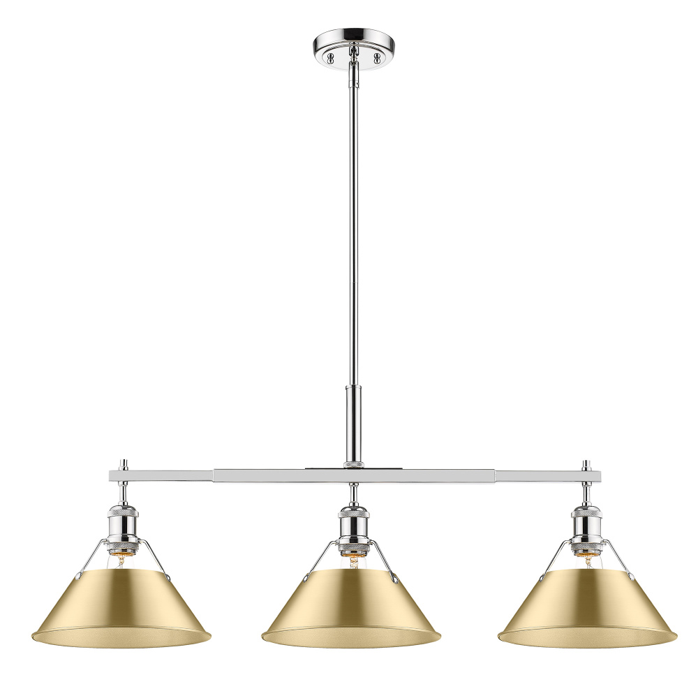 Yep by Golden Lighting Orwell 3-light Island Light in Chrome and Brushed Champagne Brass shade