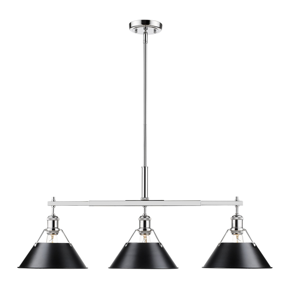 Yep by Golden Lighting Orwell 3-light Island Light in Chrome and Matte Black shade