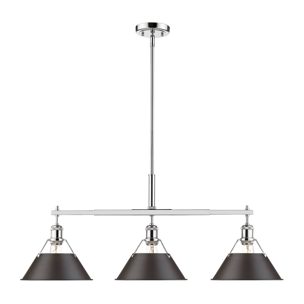 Yep by Golden Lighting Orwell 3-light Island Light in Chrome and Rubbed Bronze shade