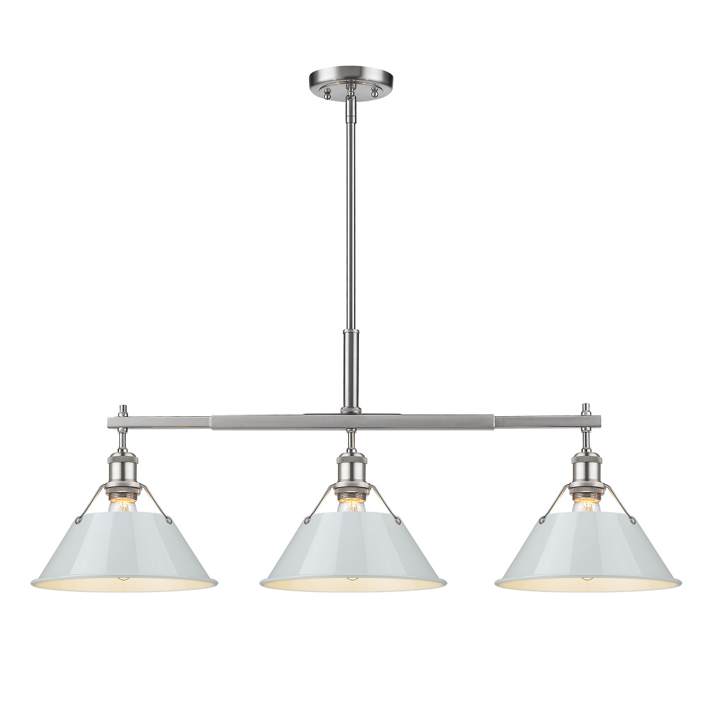 Yep by Golden Lighting Orwell 3-light Island Light in Pewter and Dusky Blue shade