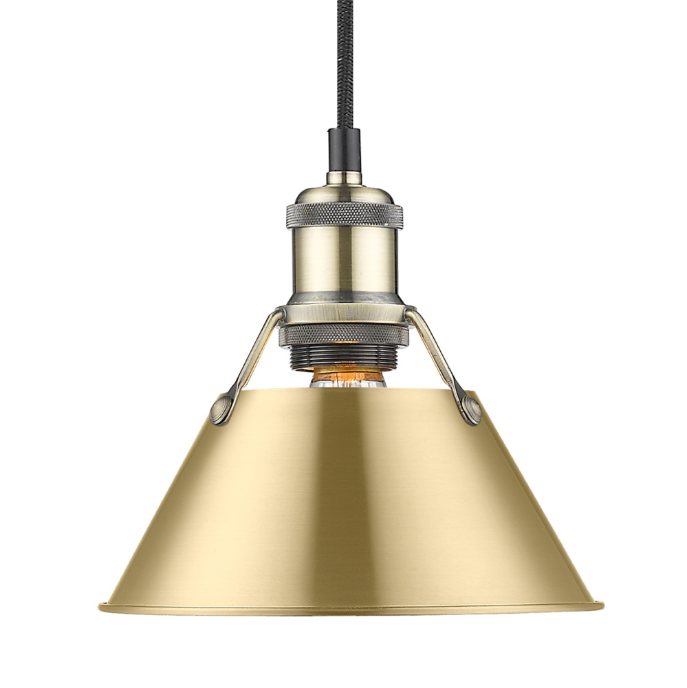 Yep by Golden Lighting Orwell 1-light 8in Pendant in Aged Brass and Brushed Champagne Brass shade