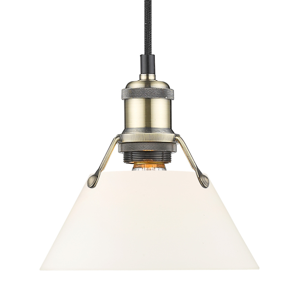 Yep by Golden Lighting Orwell 1-light 8in Pendant in Aged Brass and Opal Glass