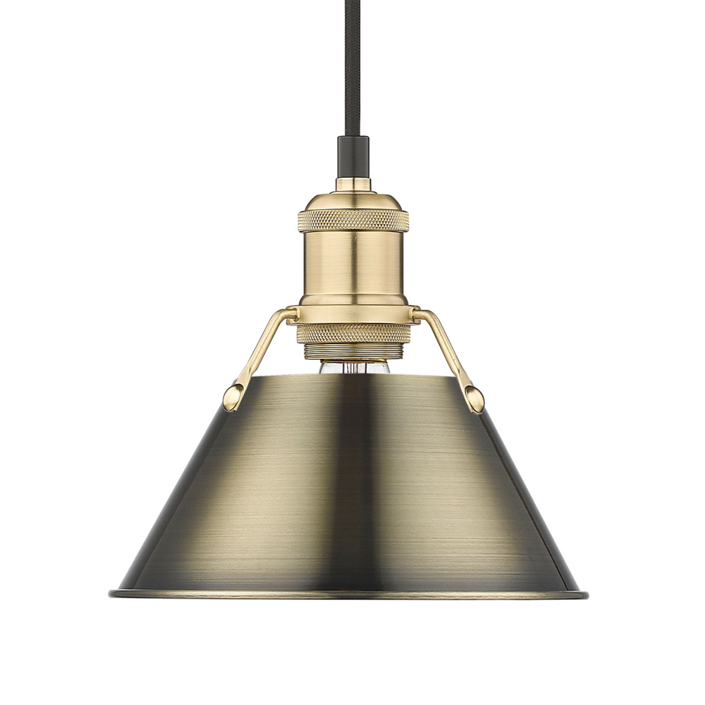 Yep by Golden Lighting Orwell 1-light 8in Pendant in Brushed Champagne Brass and Aged Brass shade
