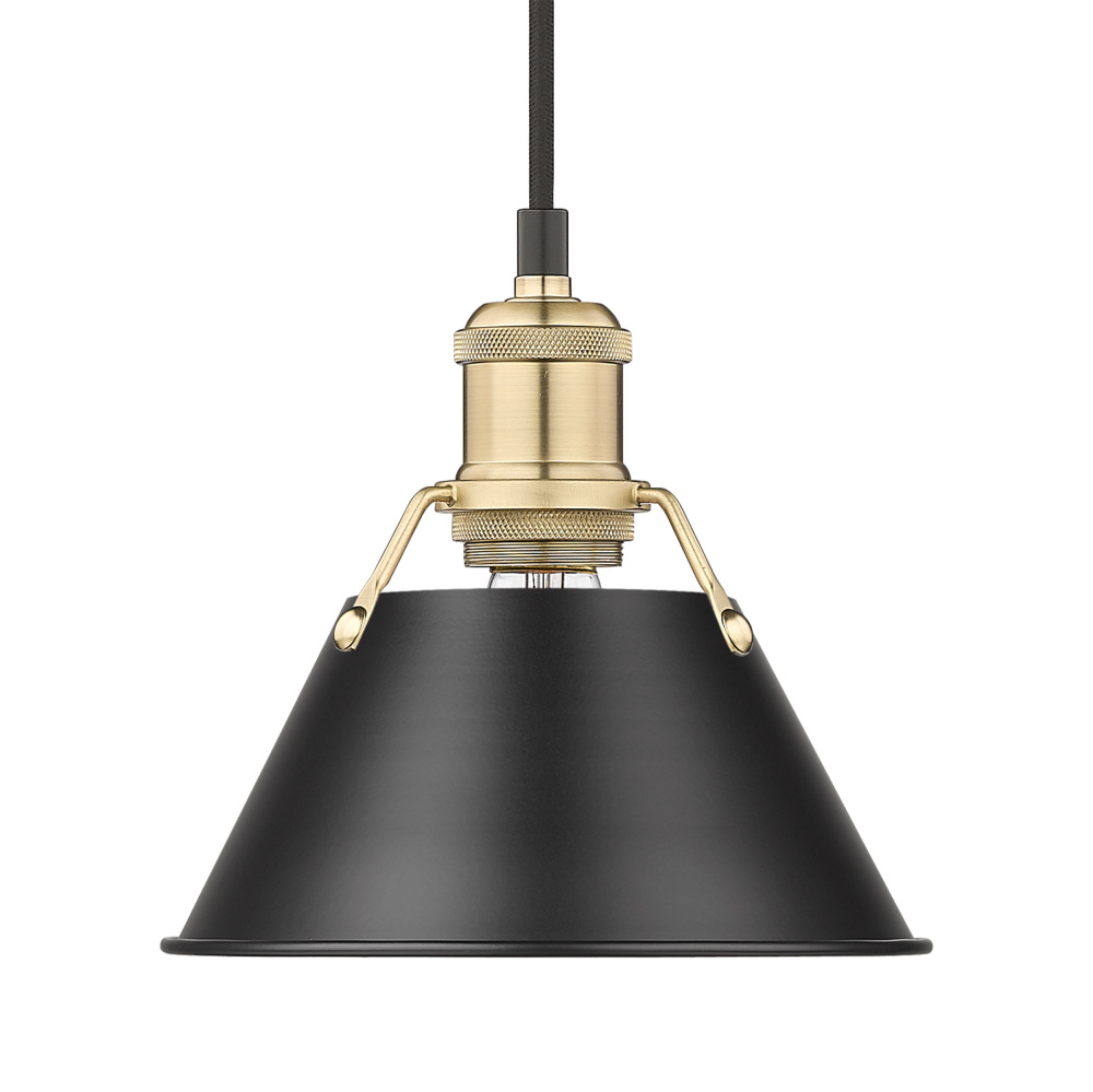 Yep by Golden Lighting Orwell 1-light 8in Pendant in Brushed Champagne Brass and Matte Black shade