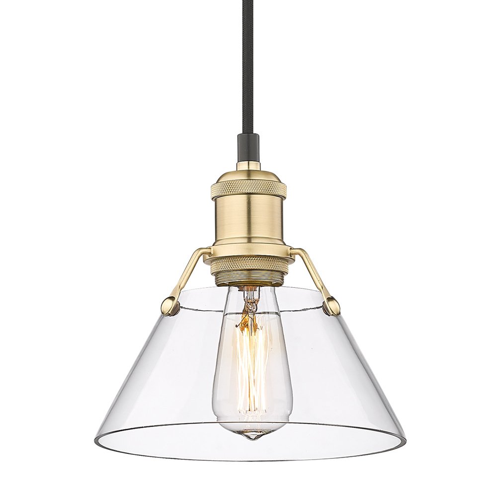 Yep by Golden Lighting Orwell 1-light 8in Pendant in Brushed Champagne Brass and Clear Glass