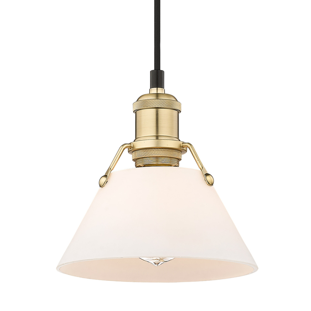 Yep by Golden Lighting Orwell 1-light 8in Pendant in Brushed Champagne Brass and Opal Glass