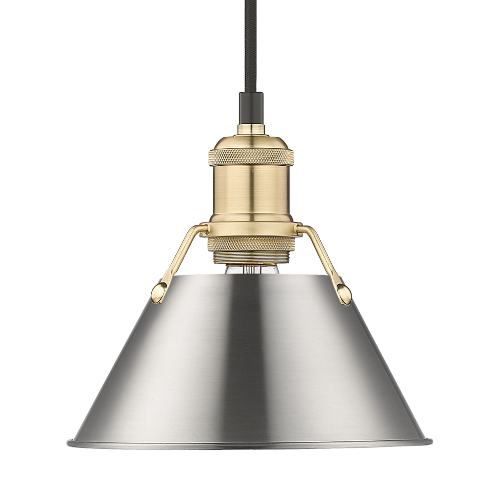 Yep by Golden Lighting Orwell 1-light 8in Pendant in Brushed Champagne Brass and Pewter shade