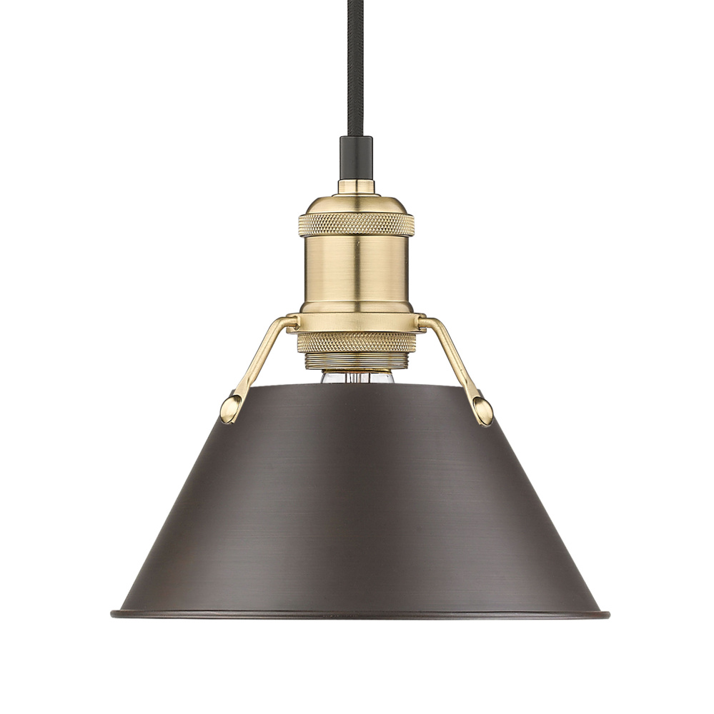 Yep by Golden Lighting Orwell 1-Light 8in Pendant in Brushed Champagne Brass & Rubbed Bronze shade