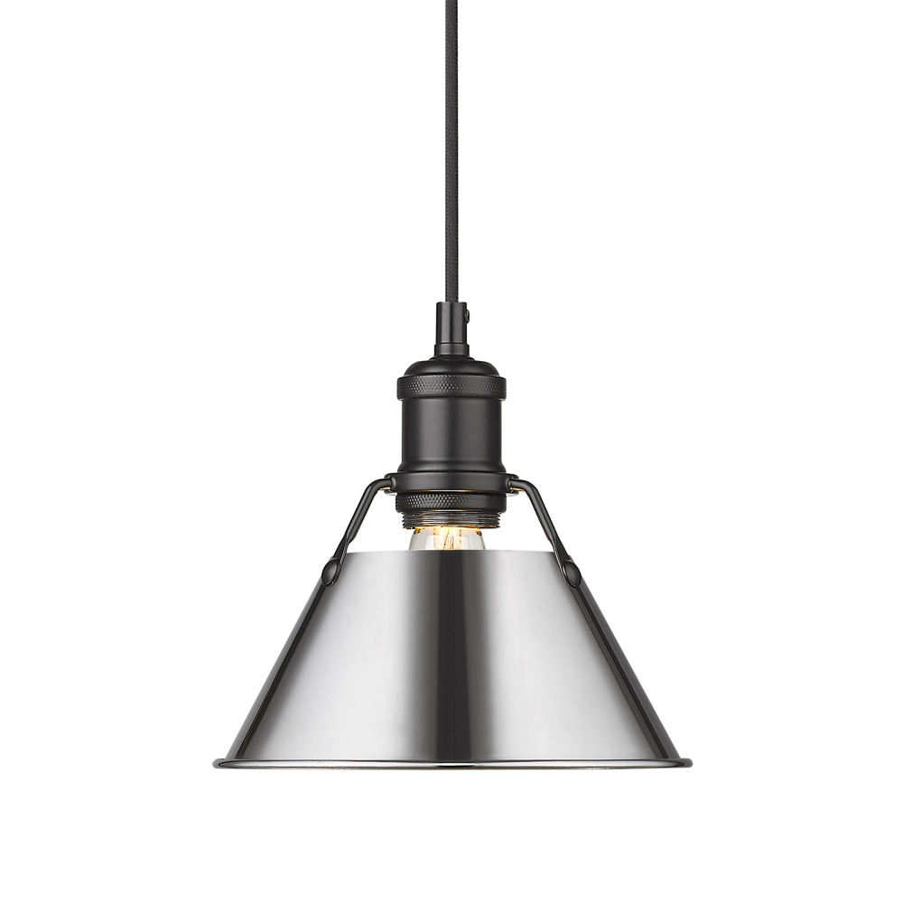 Yep by Golden Lighting Orwell 1-light 8in Pendant in Matte Black and Chrome shade