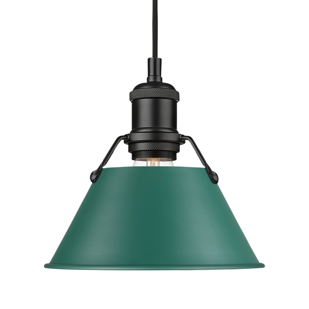 Yep by Golden Lighting Orwell 1-light 8in Pendant in Matte Black and Pine Green shade