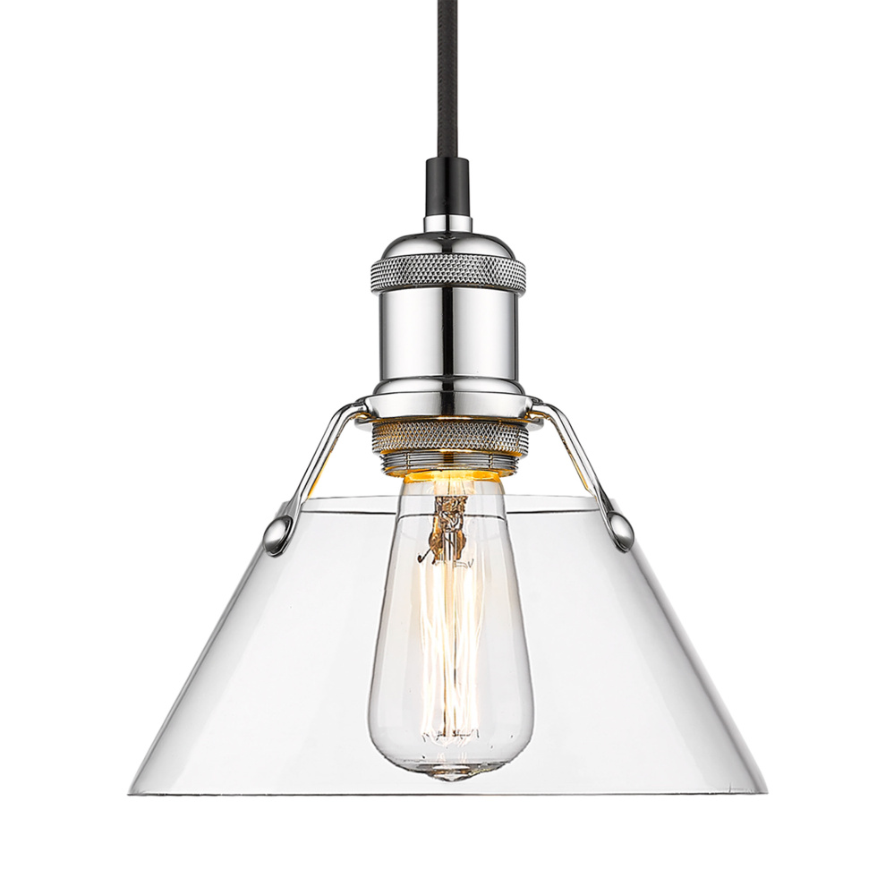 Yep by Golden Lighting Orwell 1-light 8in Pendant in Chrome and Clear Glass