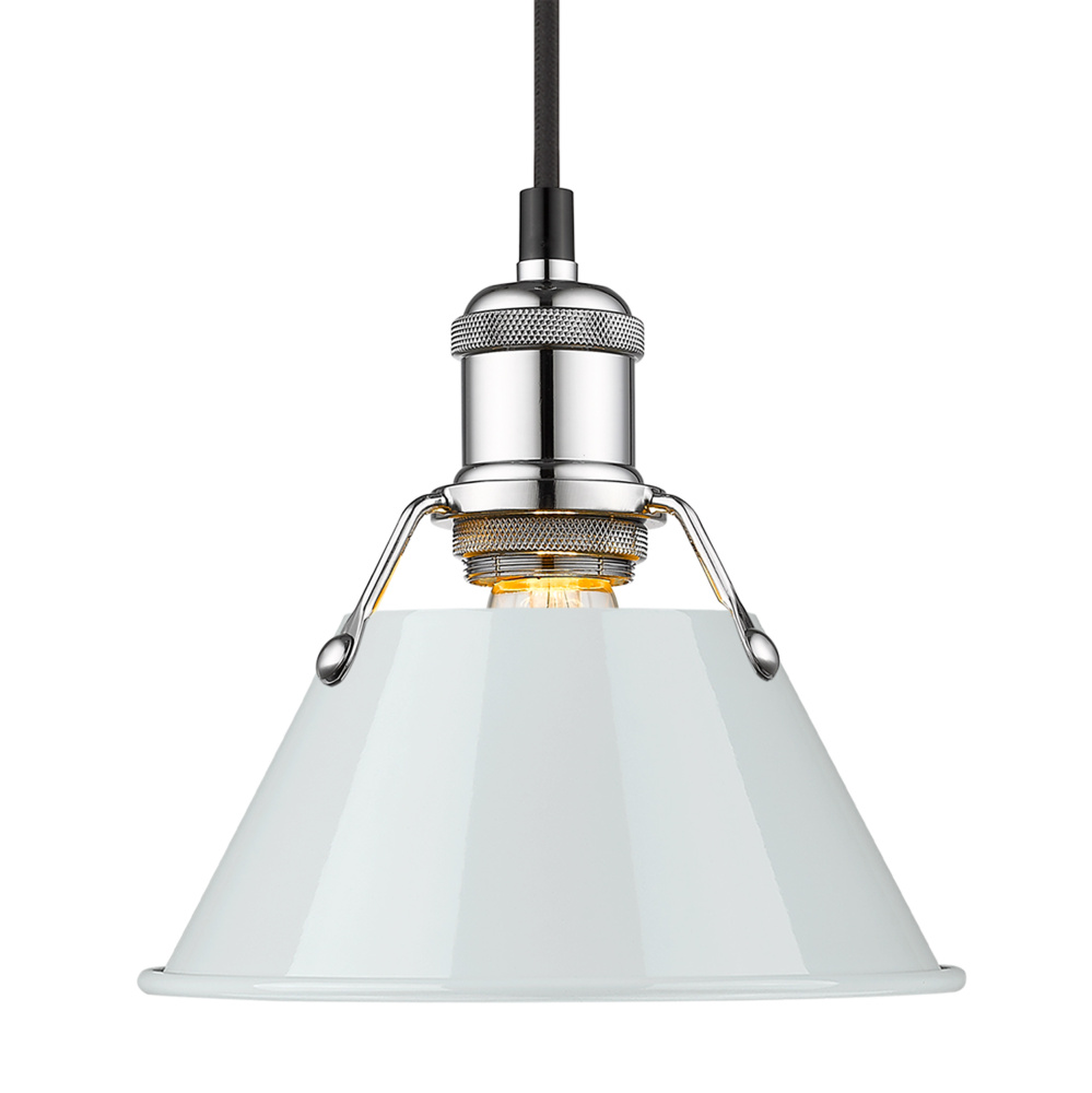 Yep by Golden Lighting Orwell 1-light 8in Pendant in Chrome and Dusky Blue shade