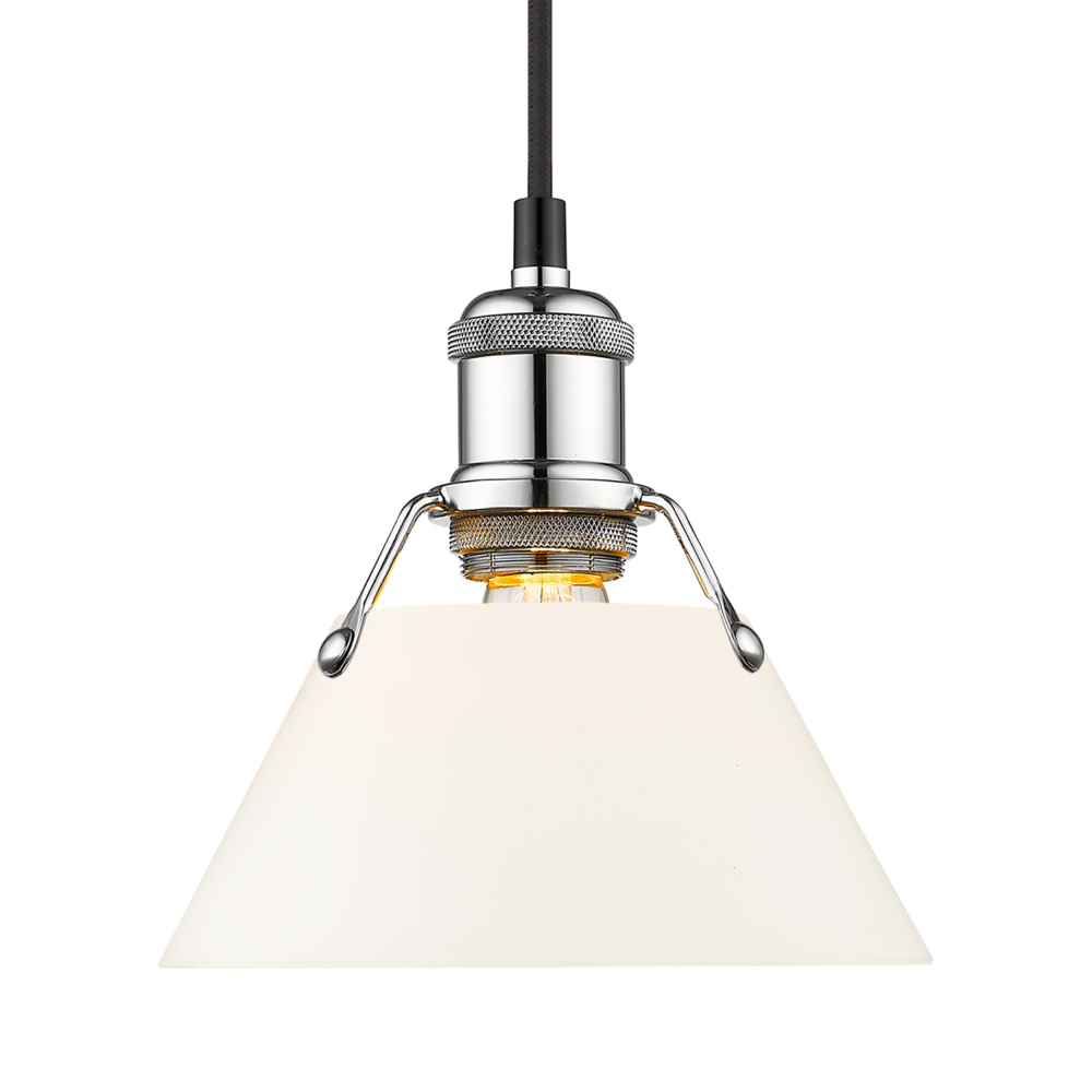 Yep by Golden Lighting Orwell 1-light 8in Pendant in Chrome and Opal Glass