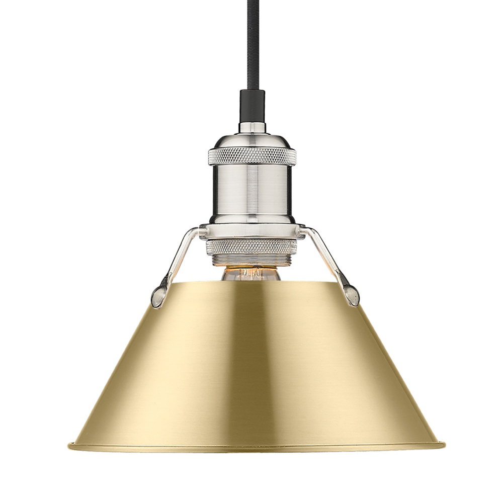 Yep by Golden Lighting Orwell 1-light 8in Pendant in Pewter and Brushed Champagne Brass shade
