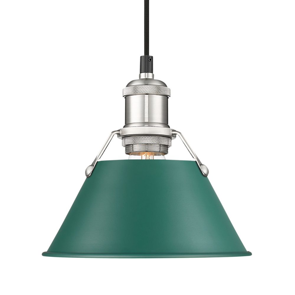 Yep by Golden Lighting Orwell 1-light 8in Pendant in Pewter and Pine Green shade