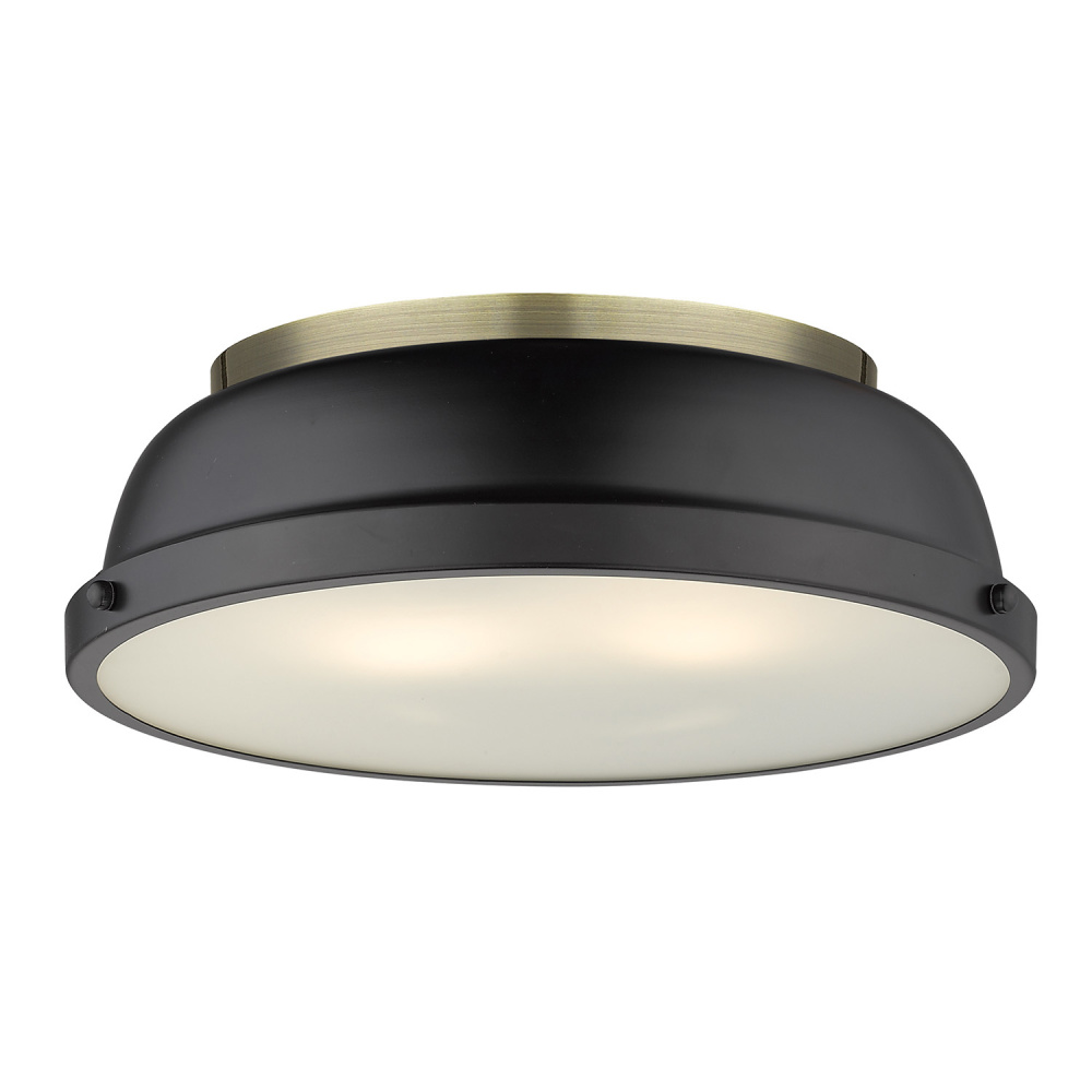 Yep by Golden Lighting Duncan 2-light Flush Mount in Aged Brass and Matte Black shade