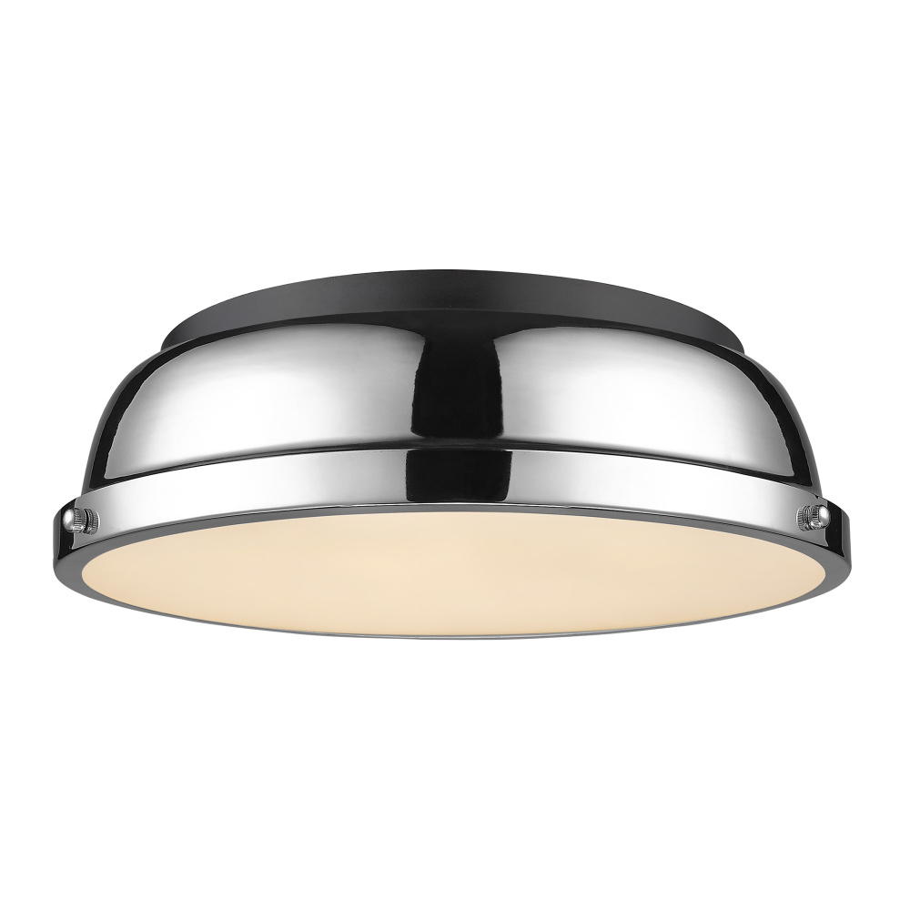 Yep by Golden Lighting Duncan 2-light Flush Mount in Matte Black and Chrome shade