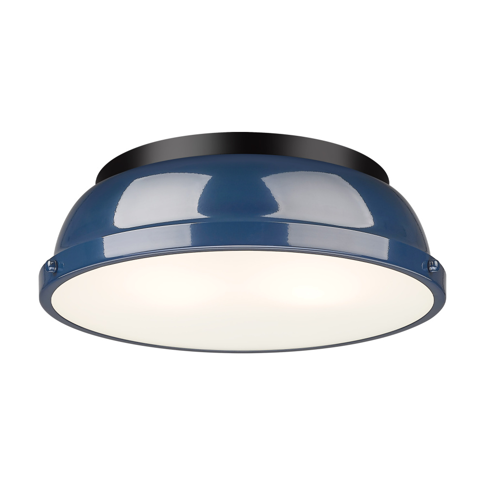 Yep by Golden Lighting Duncan 2-light Flush Mount in Matte Black and Navy Blue shade