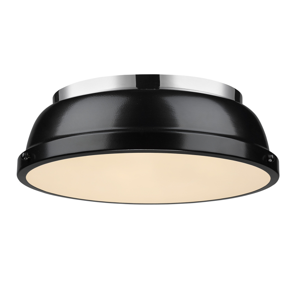 Yep by Golden Lighting Duncan 2-light Flush Mount in Chrome and Black shade