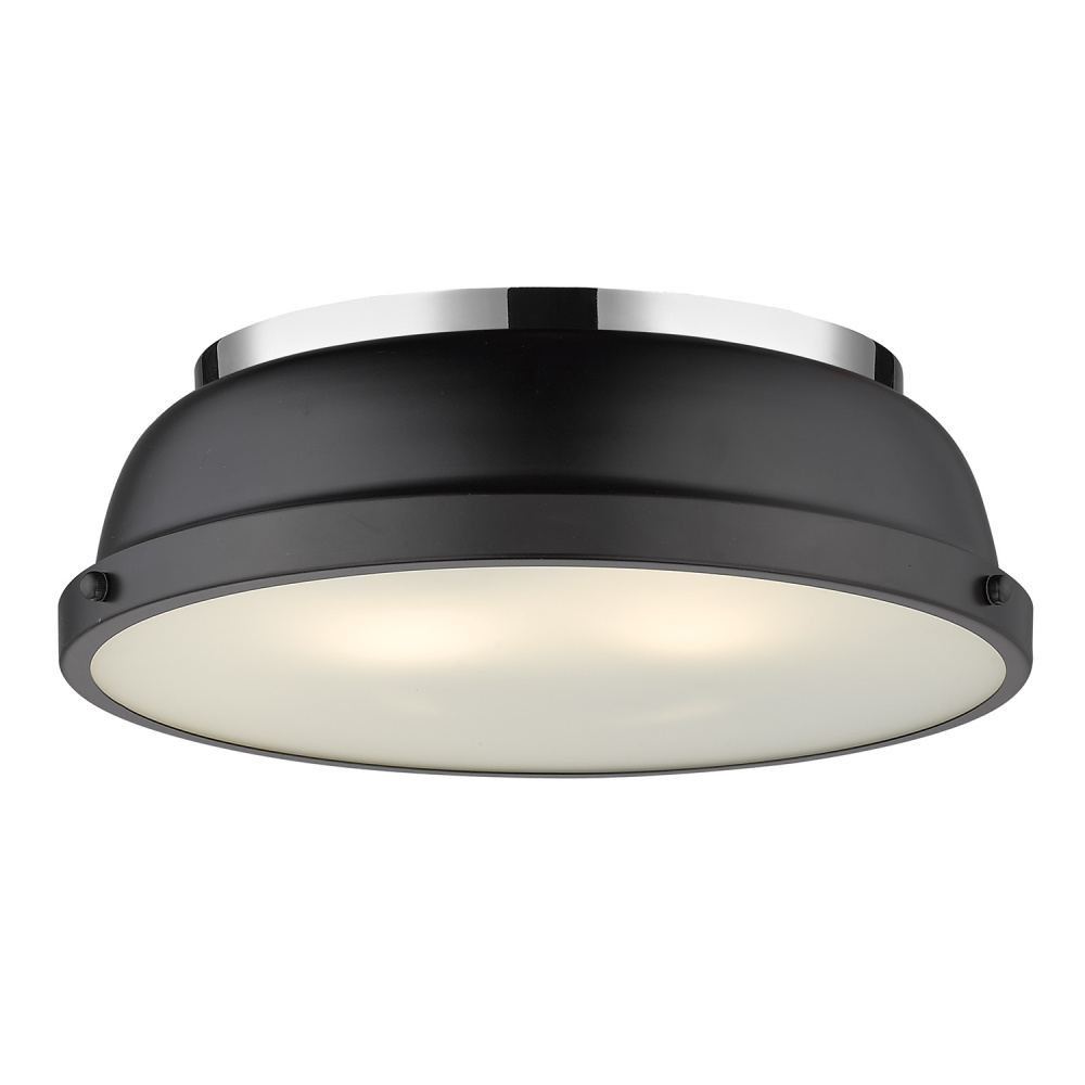 Yep by Golden Lighting Duncan 2-light Flush Mount in Chrome and Matte Black shade
