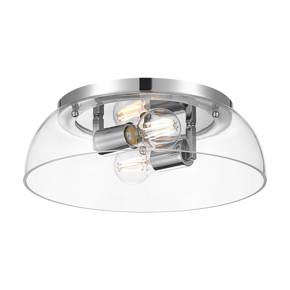 Yep by Golden Lighting Duncan 2-light Flush Mount in Chrome and Clear Glass
