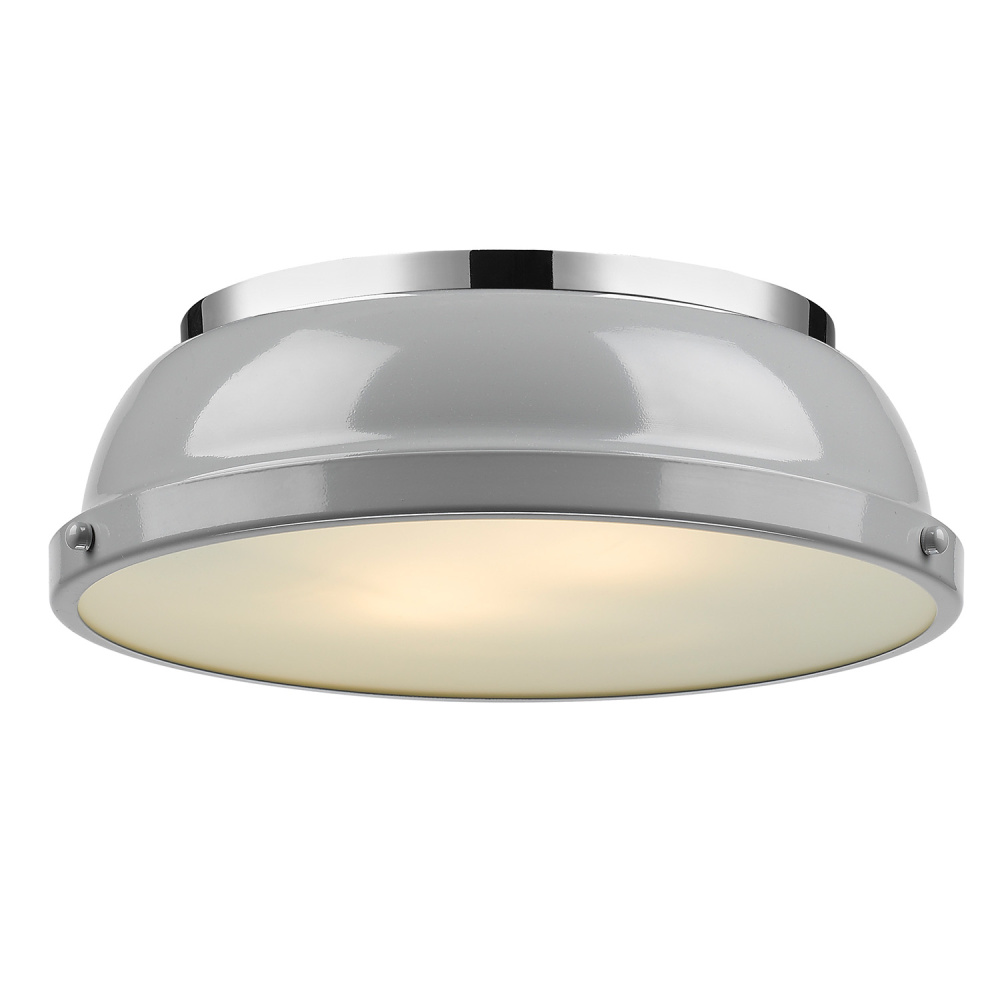 Yep by Golden Lighting Duncan 2-light Flush Mount in Chrome and Gray shade