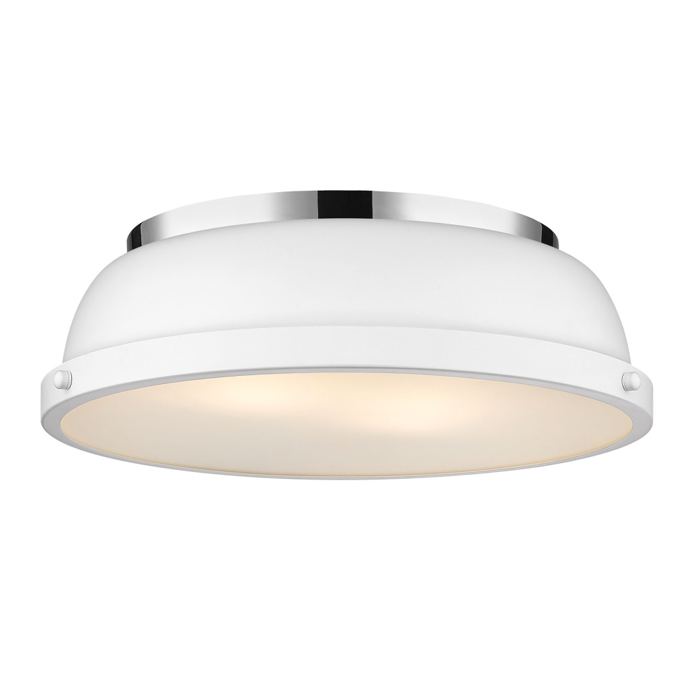 Yep by Golden Lighting Duncan 2-light Flush Mount in Chrome and Matte White shade