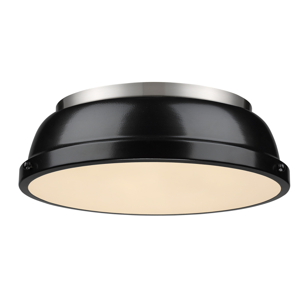 Yep by Golden Lighting Duncan 2-light Flush Mount in Pewter and Black shade