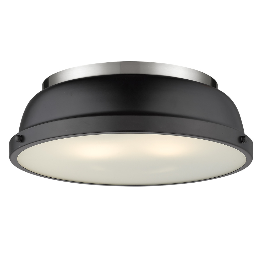 Yep by Golden Lighting Duncan 2-light Flush Mount in Pewter and Matte Black shade