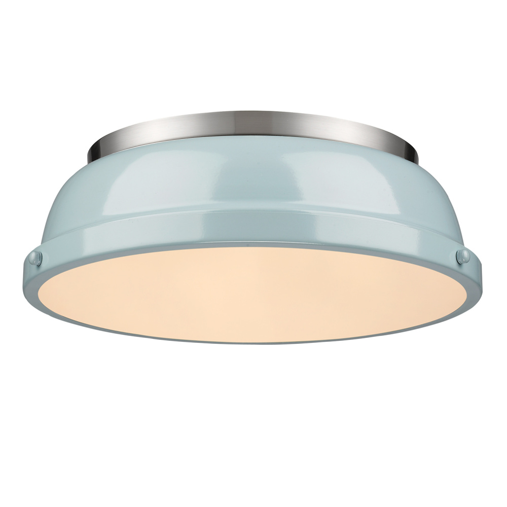 Yep by Golden Lighting Duncan 2-light Flush Mount in Pewter and Seafoam shade